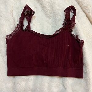 Burgundy Lace Trim Bralette